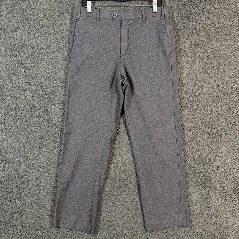 Zanella Pants Mens 34 (Fits 32x30) Gray Devon Straight Fit Wool Dress Slacks